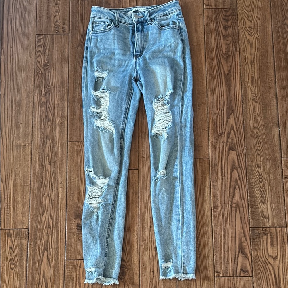 Tinseltown Blue Skinny Jeans Distressed